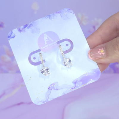 Aros Huggies micropavé corazon cristal blanco AB