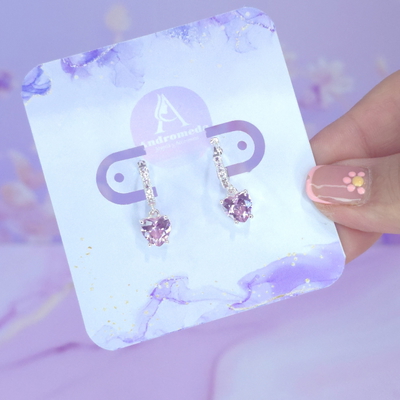 Aros Huggies micropavé corazon rosa AB