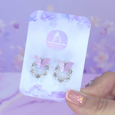 Aros pasante mariposa lila nacar multi stras AQ