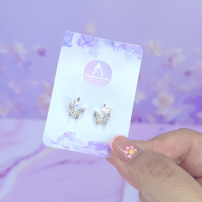 Aros pasante mini mariposa stras blanco AQ