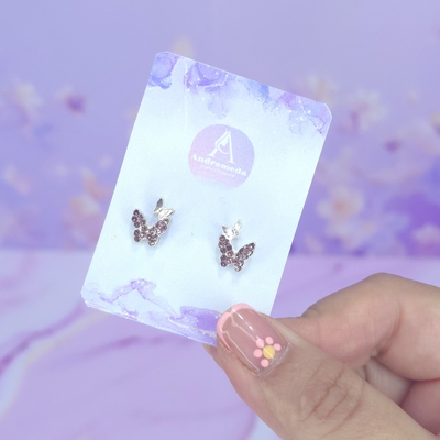 Aros pasante mini mariposa stras morado AQ