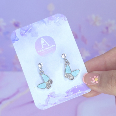 Aros pasante c/ cristal mariposa celeste  AQ