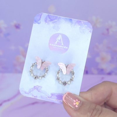 Aros pasante mariposa rosa nacar multi stras AQ