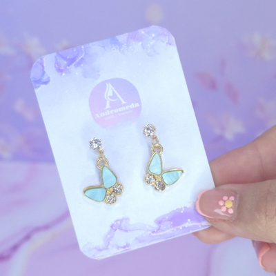 Aros pasante c/ cristal mariposa celeste AD