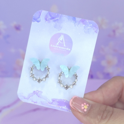 Aros pasante mariposa celeste nacar multi stras AQ