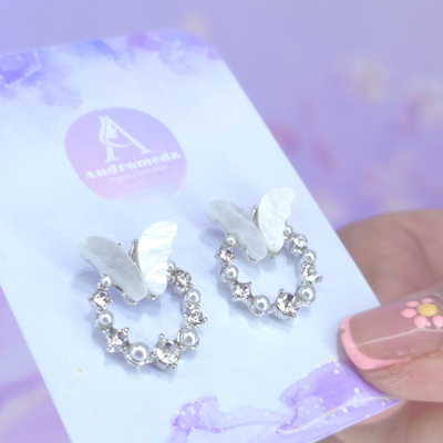 Aros pasante mariposa blanca nacar multi stras AQ
