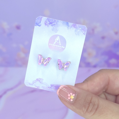Aros pasante mariposa rosa tornasol AQ
