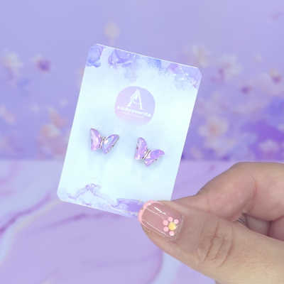 Aros pasante mariposa lila tornasol AQ