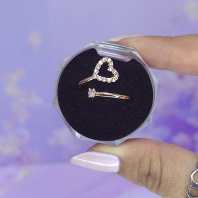 Anillo Corazon y cristal LO