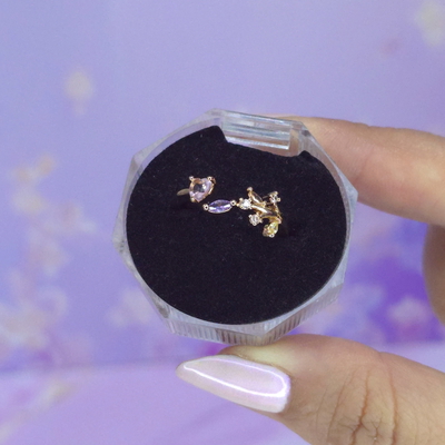 Anillo circonia corazon/hojas LO