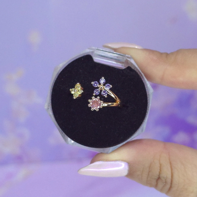 Anillo flores circonias LO