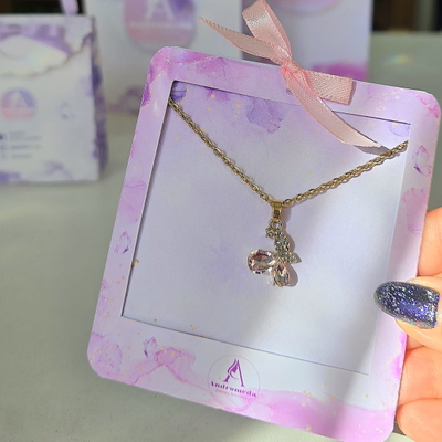 Collar Mariposa mini stras rosa AD