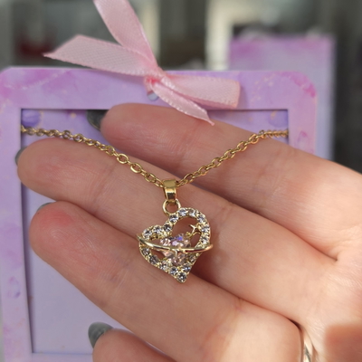 Collar Corazon stras rosa AD