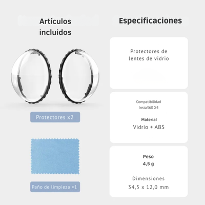 Protectores de Lentes Removibles para Insta360 X4 - Vidrio Templado