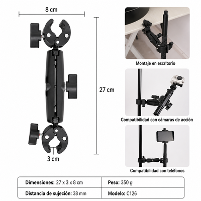 Soporte 12" PINZA a PINZA (aluminio y plástico)