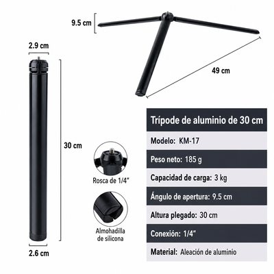 Trípode 30cm Aluminio Reforzado!! - Para Cámaras / Monopie