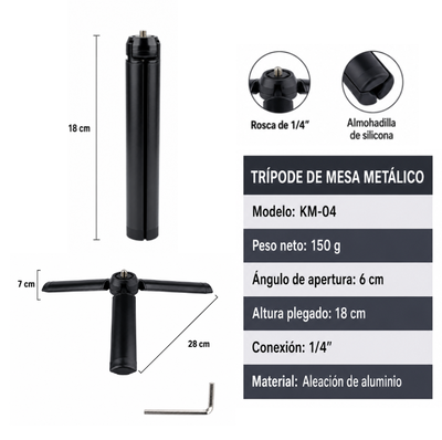 Trípode 18cm Aluminio Reforzado!! - Para Cámaras / Monopie