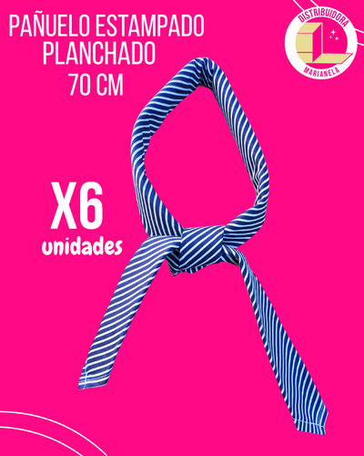 Pañuelo Estampado planchado 70 cm - Pack x6 unidades