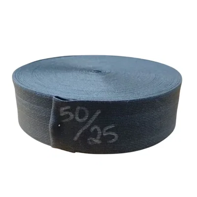 ELASTICO DE POLIESTER NEGRO 50 MM X 25 METROS