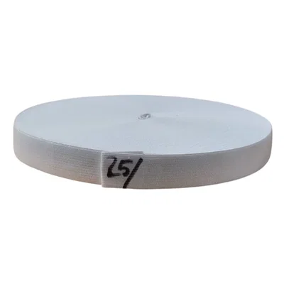 ELASTICO DE POLIESTER BLANCO 25 MM X 25 MTS