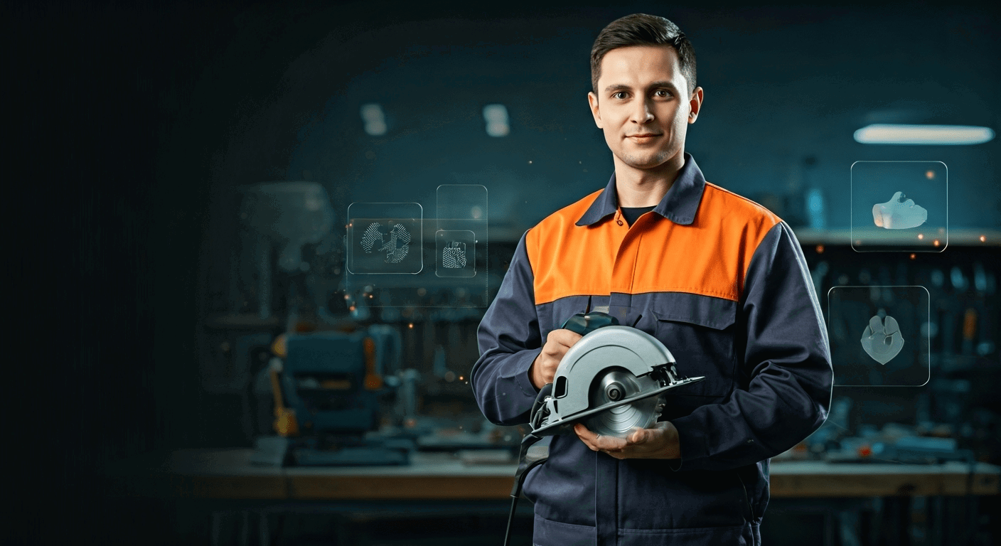 Técnico reparando herramientas eléctricas