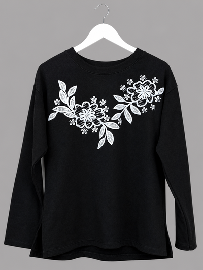 SWEATER FLORES BLACK AND WHITE