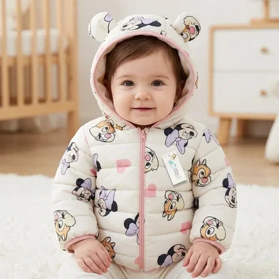 Campera Puffer Crema Minnie