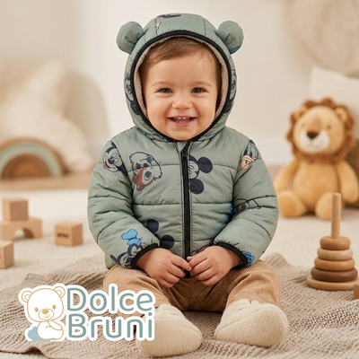 Campera Puffer Verde Mickey