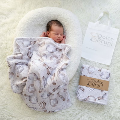 Manta Gabardina & Corderito- Beige Globo Aerostático