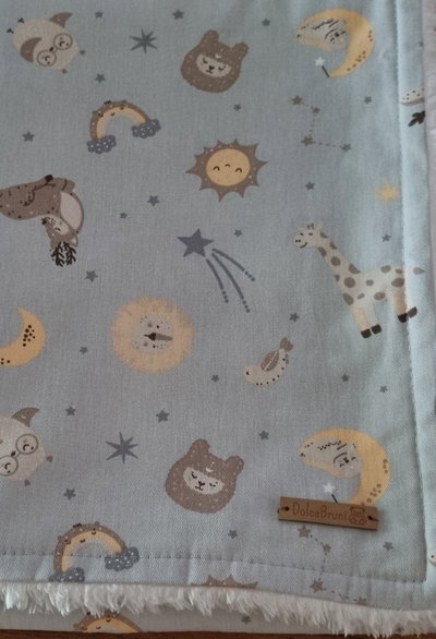 Manta Gabardina & Corderito- Gris Animalitos