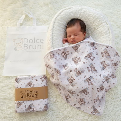 Manta Gabardina & Corderito- Beige osito bebe