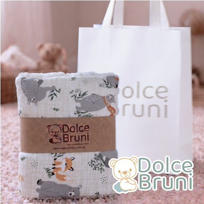 Manta Gabardina & Corderito- Beige Oso Gris