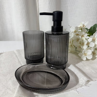 DISPENSER, JABONERA Y VASO VIDRIO