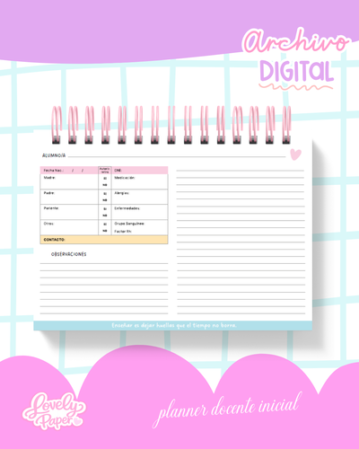 Planner Docente Inicial | Archivo Digital para Imprimir 😍