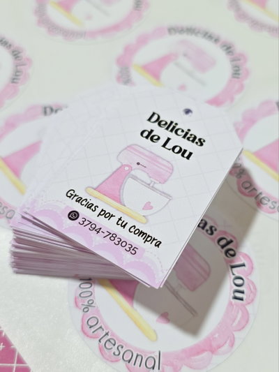 Tags packaging emprendedores 6x4cm