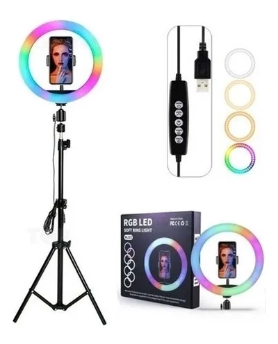 ARO LUZ LED RGB SELFIE 26CM + TRIPODE