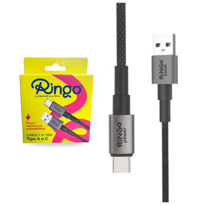 CABLE POWER 18W USB A TIPO C RINGO TRENZADO 