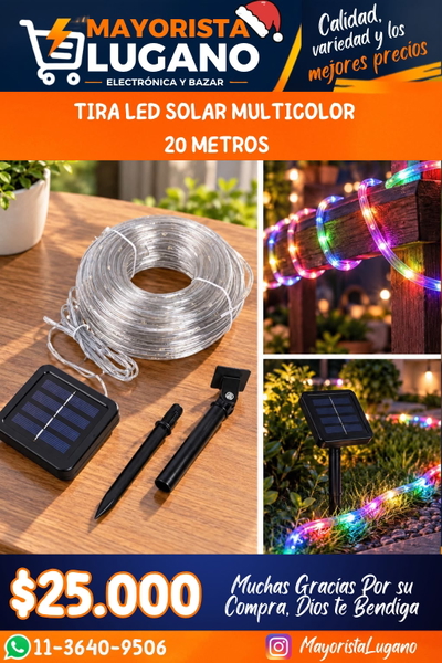 TIRA LED SOLAR MULTICOLOR 20METROS