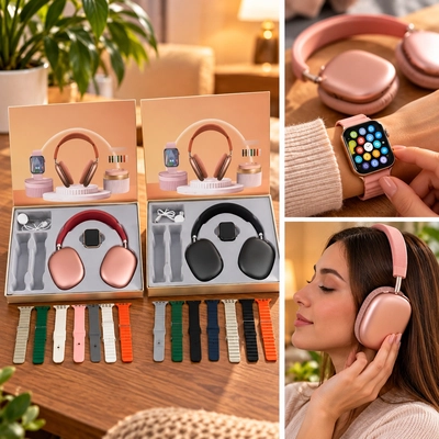 SET RELOJ SMARTWATCH Y AURICULAR P9 7 MALLAS