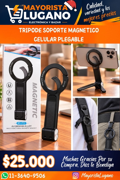 TRIPODE SOPORTE MAGNETICO CELULAR PLEGABLE