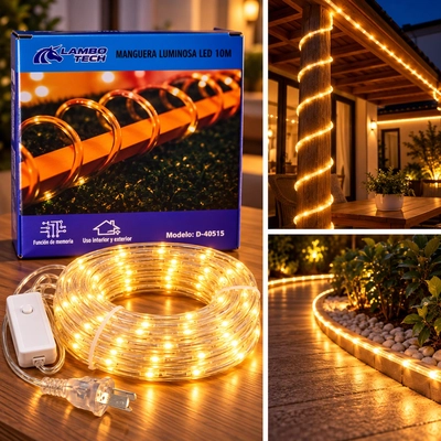 MANGUERA LED 8MM 10M CALIDA 220V