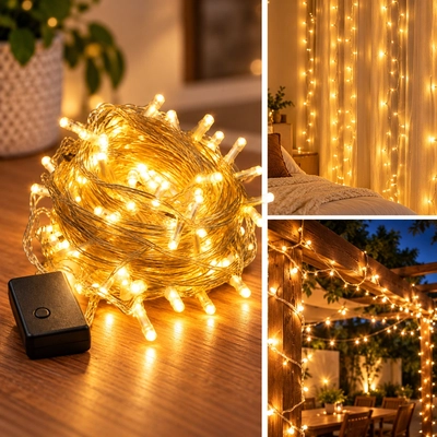 GUIRNALDA LUZ LED DECORATIVA 100LED 10M CALIDO 220V