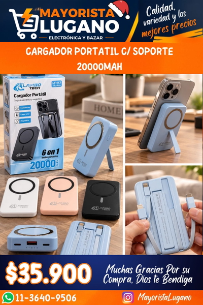CARGADOR PORTATIL C/SOPORTE 20.000MAH