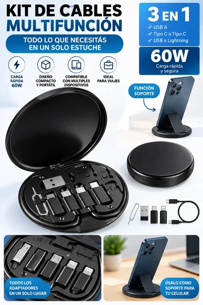 SET DE CABLE Y ADAPTADORES + SOPORTE