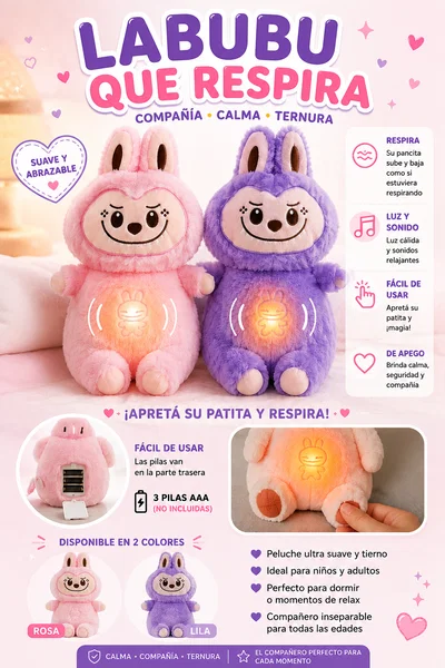 LABUBU PELUCHE RESPIRA LUZ Y SONIDO