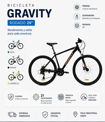 BICICLETA GRAVITY ACERO RODADO 29