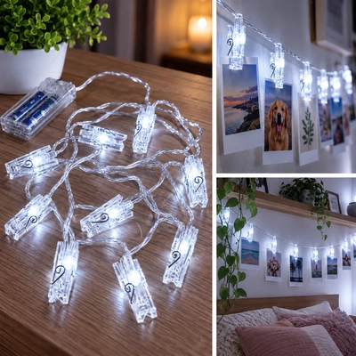 GUIRNALDA LUZ LED 10 BROCHES P/ FOTOS FRIA