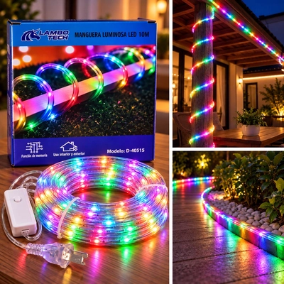 MANGUERA LED 8MM 10M MULTICOLOR 220V