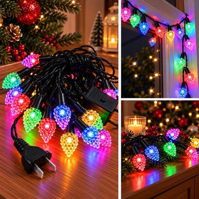 GUIRNALDA RGB CABLE NEGRO 28FOCOS CORAZON