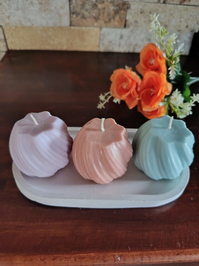 Set Tres Velas Espiral + Bandejas Ovalada